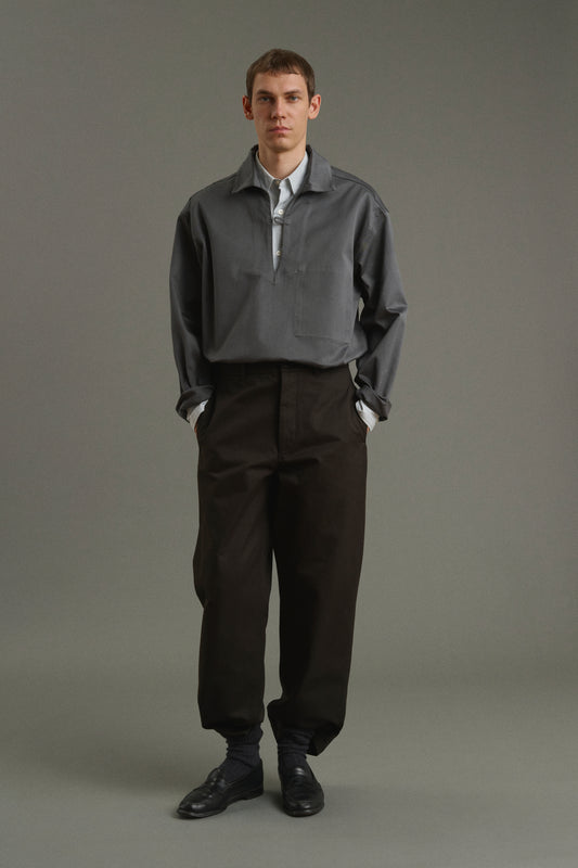 Pantalon Homme Chet - Chino Marron Gabardine Coton - Frère