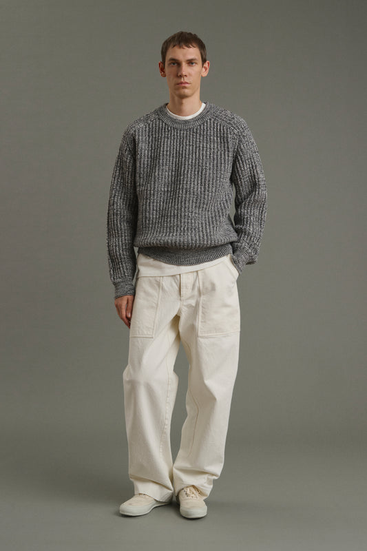 Pullover Osma - Ecru/Charcoal - Wool - Men