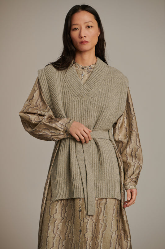 Pullover Costa - Meliertes Grau - Wolle - Damen