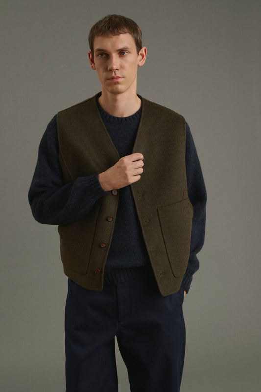 Veste Romain - Kaki Chiné - Double Face - Homme