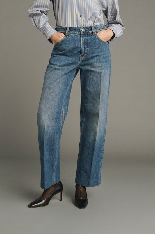 Jeans Jerry – Denim Hellblau Gewaschen – Coton – Damen