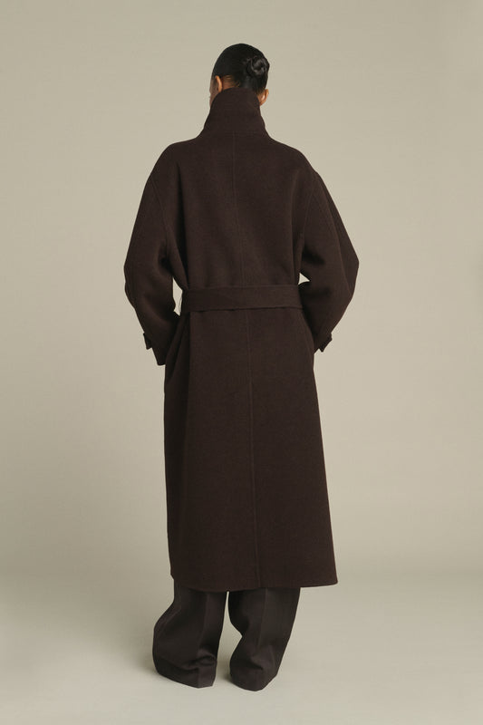Manteau James - Marron Foncé - Laine - Femme
