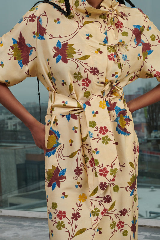 KLEID WINSLET MULTICO ECRU