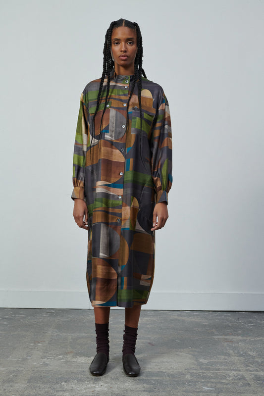 KLEID VEDA GRÜN/BRAUN