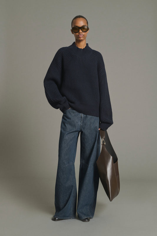 Pull Flamand - Navy Laine Mérinos Grosses Côtes - Soeur