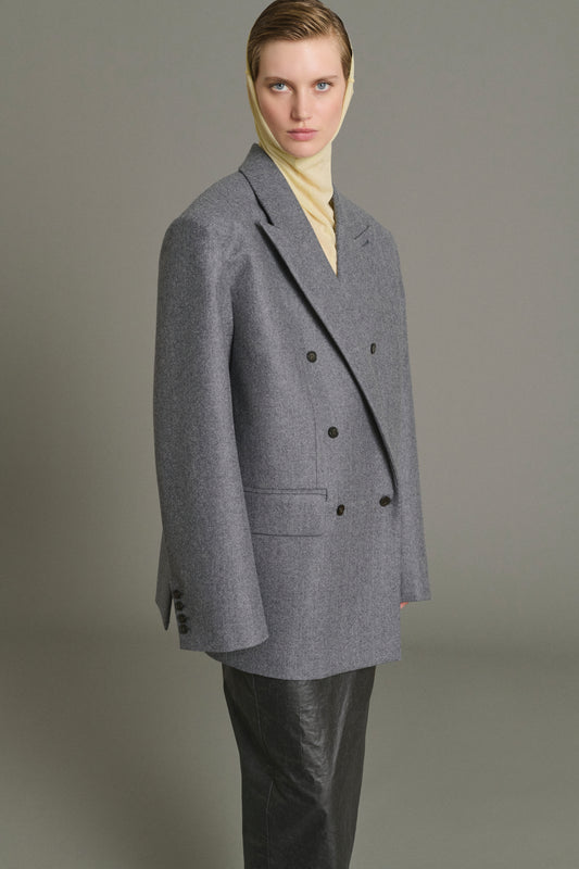 Jacke Helga – Meliertes Grau – Wolle – Damen