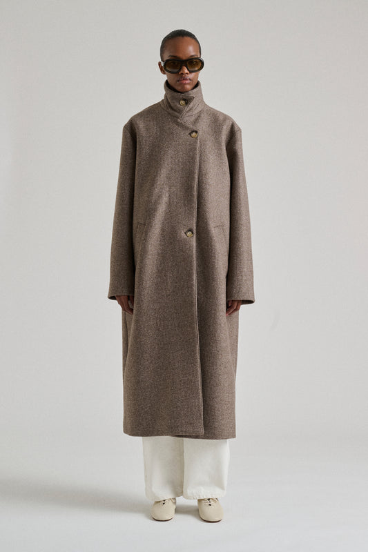 Mantel Germain – Oversize-Fischgrätmantel aus taupefarbener Wolle – Soeur