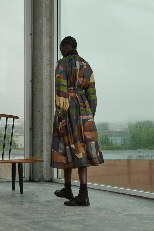 KLEID VANZY GRÜN/BRAUN