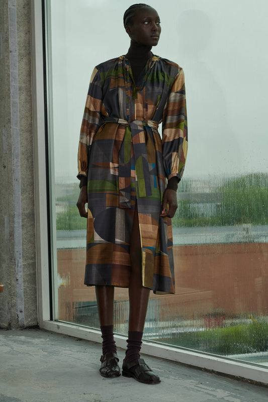 KLEID VANZY GRÜN/BRAUN