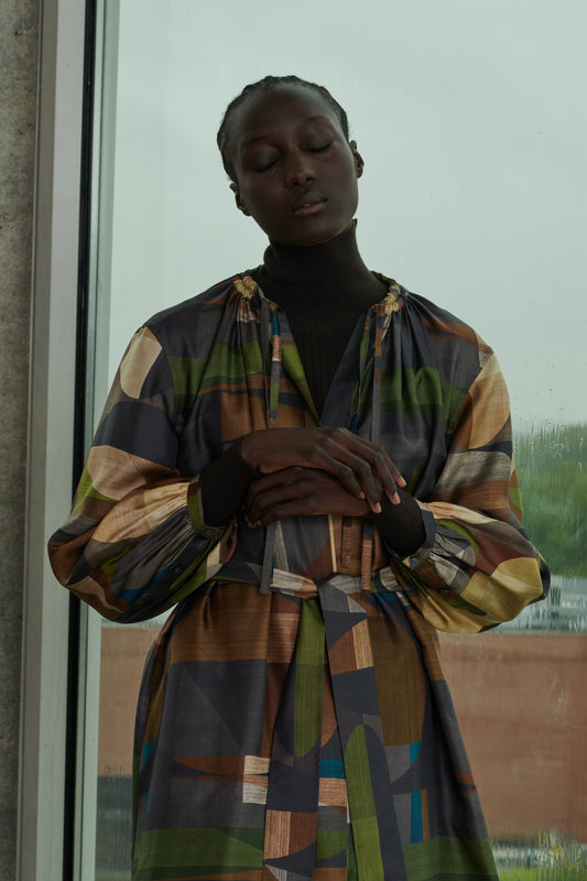 KLEID VANZY GRÜN/BRAUN