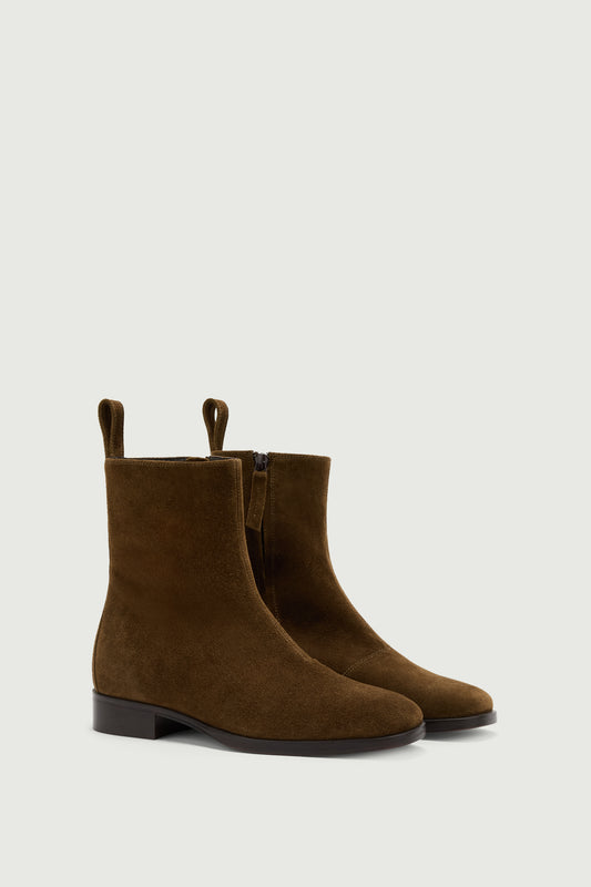Stiefeletten West – Braun/Grün – Leder – Damen