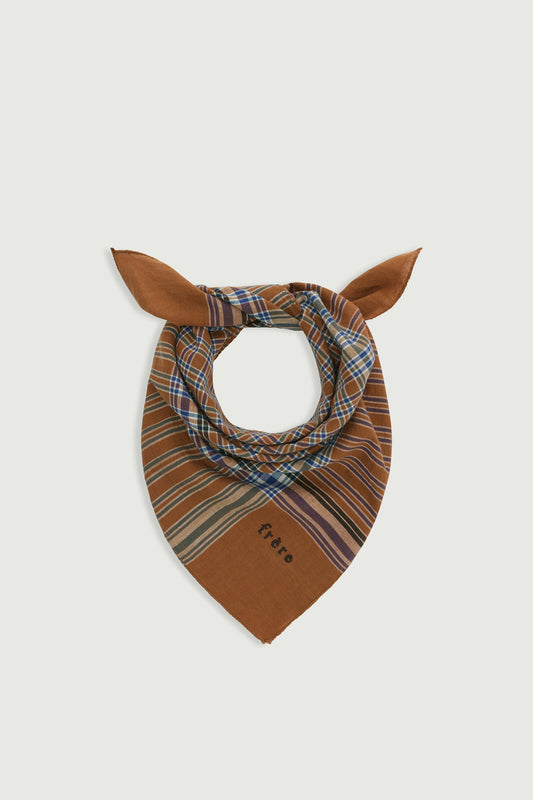 Philibert Scarf - Blue/Brown - Cotton - Men