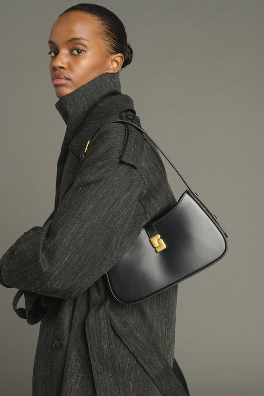 Tasche Bonnie – Schwarz, Boxleder, S-Schnalle – Soeur