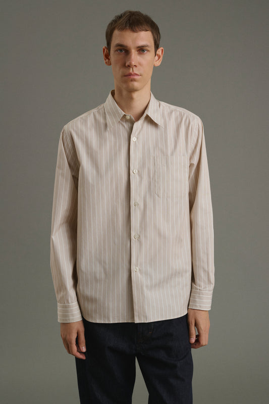 Chemise Glenn - Noisette/Écru - Coton - Homme