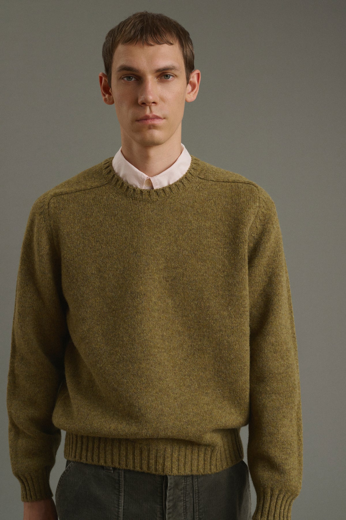 Pullover Isamu - Meliertes Khaki - Wolle - Herren