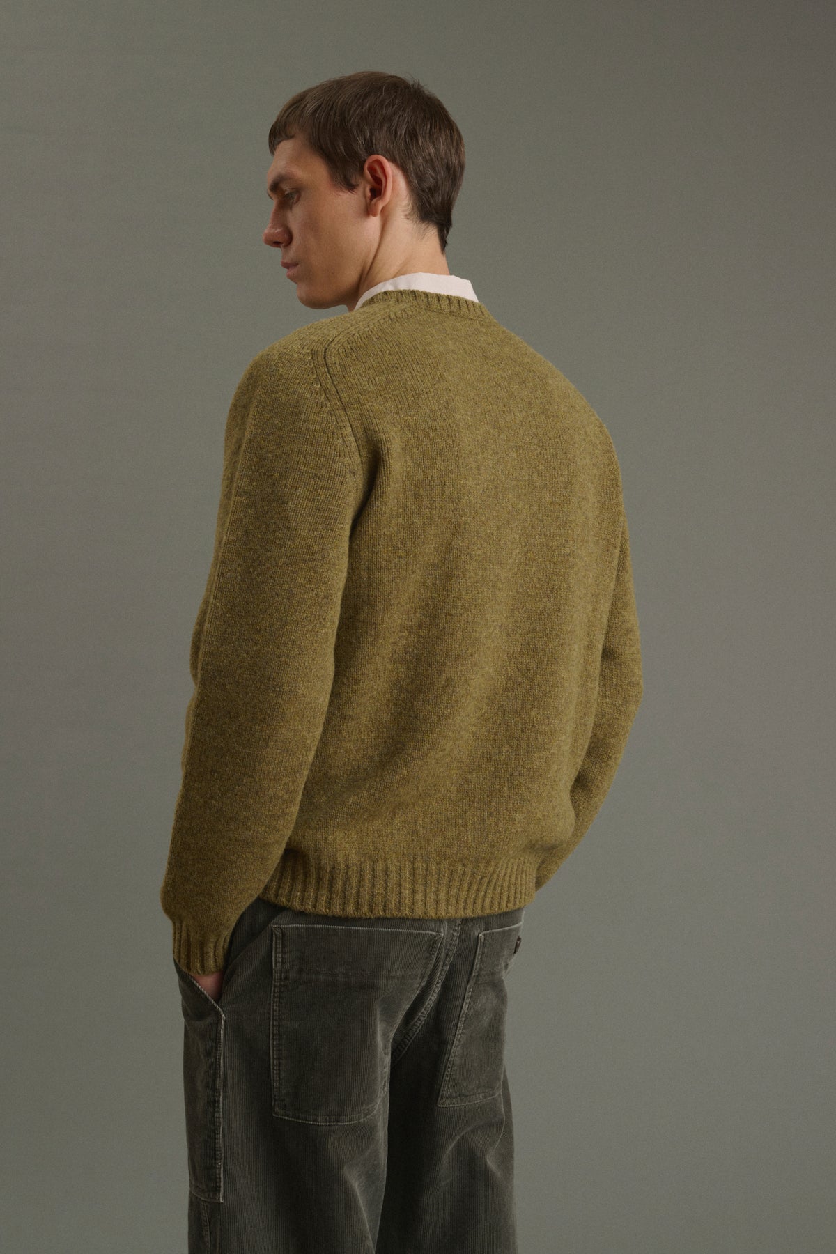 Pullover Isamu - Meliertes Khaki - Wolle - Herren vue 2