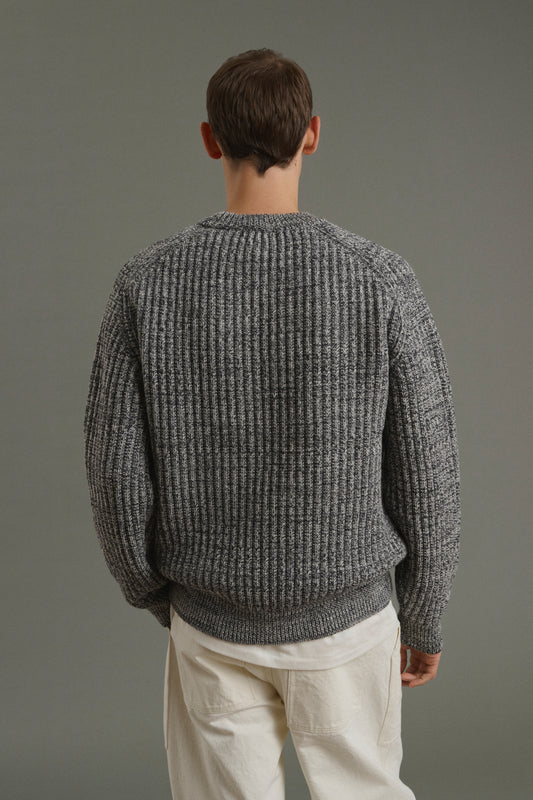 Pull Osma - Écru/Anthracite - Laine - Homme