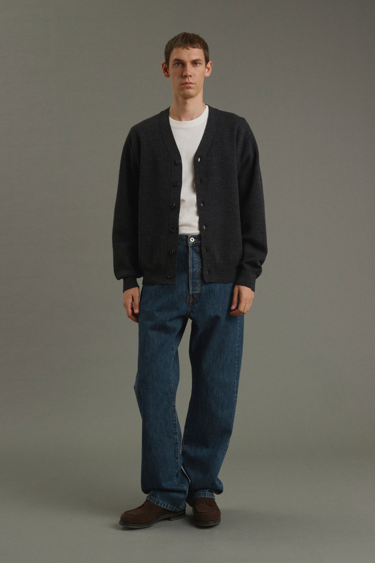 Cardigan Romeo - Charcoal Grey - Wool - Men