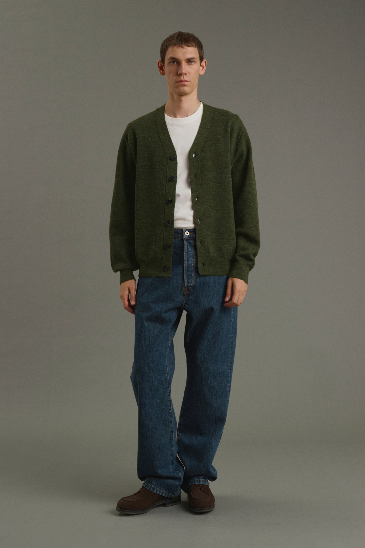 Cardigan Romeo - Dunkles Khaki - Wolle - Herren vue 6