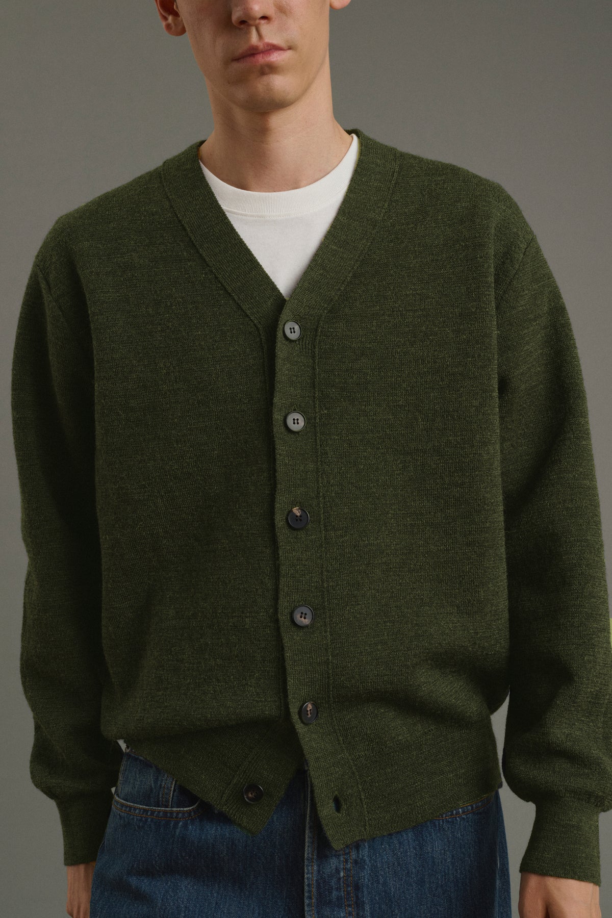 Cardigan Romeo - Dunkles Khaki - Wolle - Herren vue 5