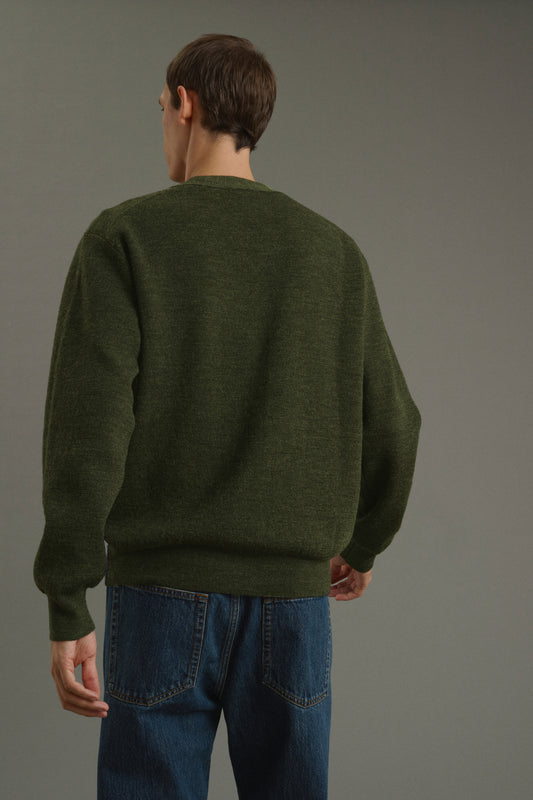 Cardigan Romeo - Kaki Foncé - Laine - Homme