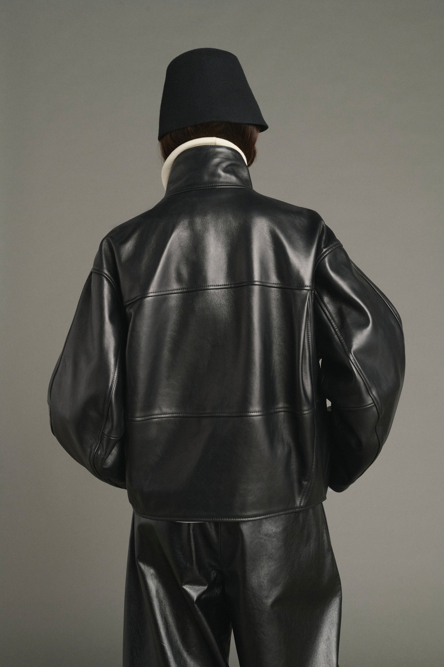 Veste Gamma - Noir Cuir Oversize Femme - Soeur