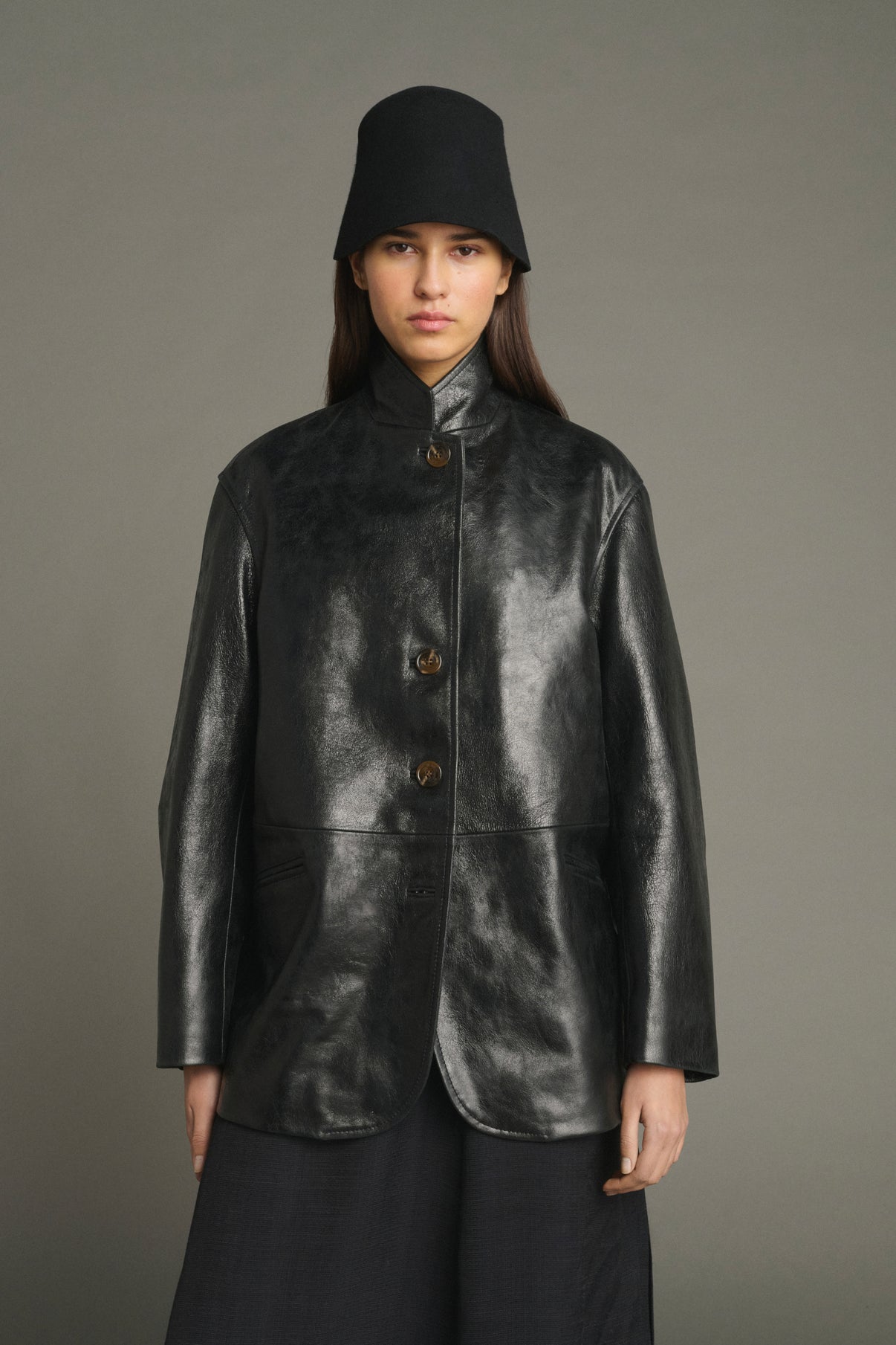Jacke Luciano - Schwarz - Leder - Damen vue 3