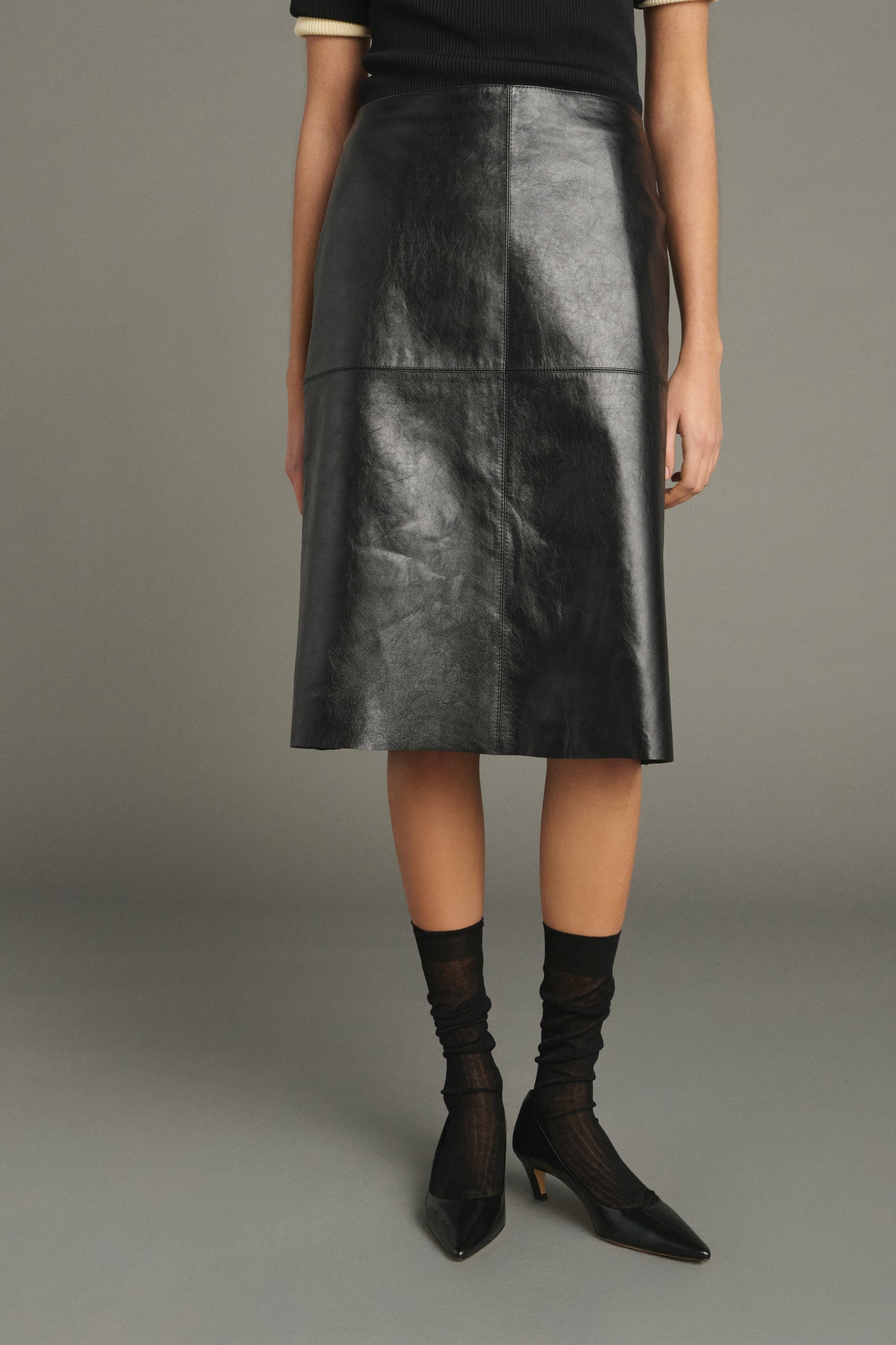 Jupe Gwen - Noir - Cuir - Femme