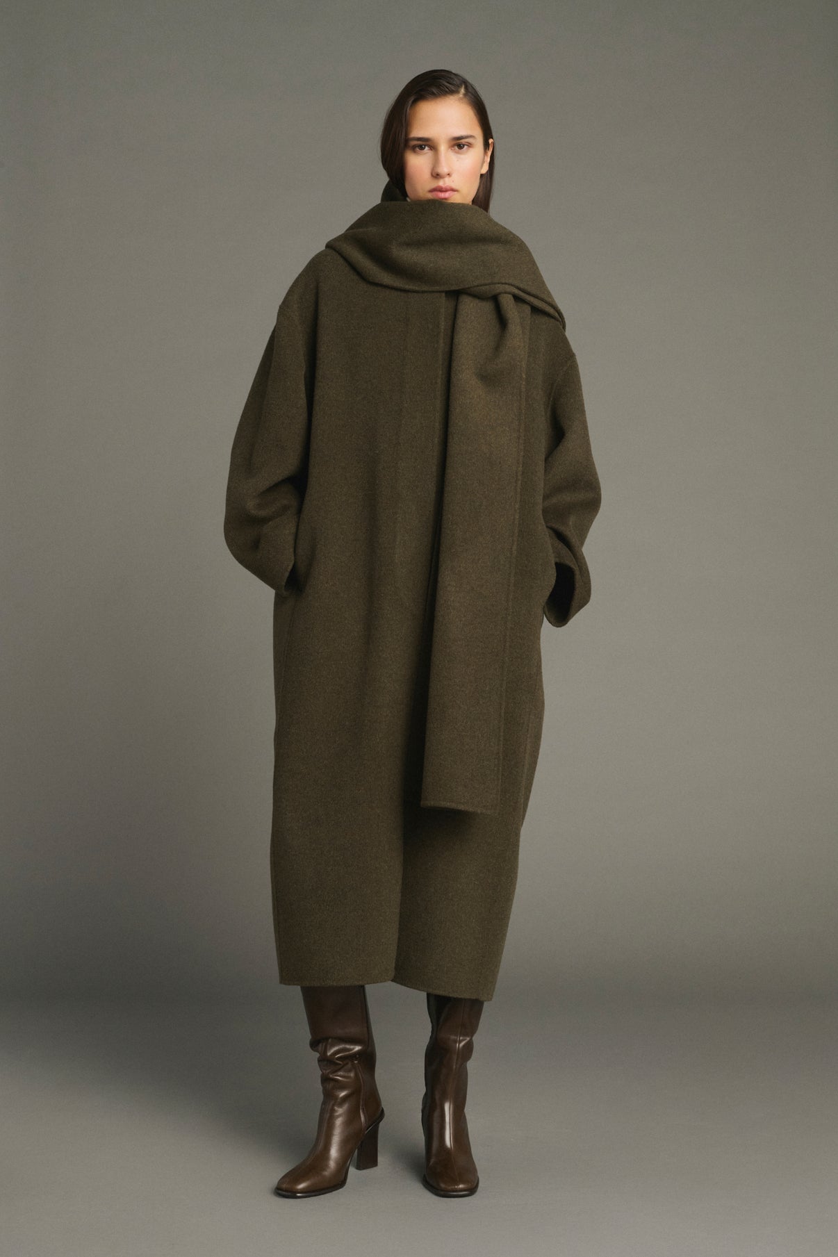 Finn coat - Khaki Marl - Wool - Women vue 1