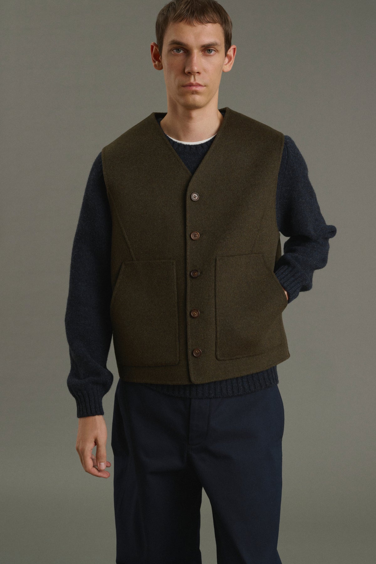 Veste Romain - Kaki Chiné - Double Face - Homme vue 5