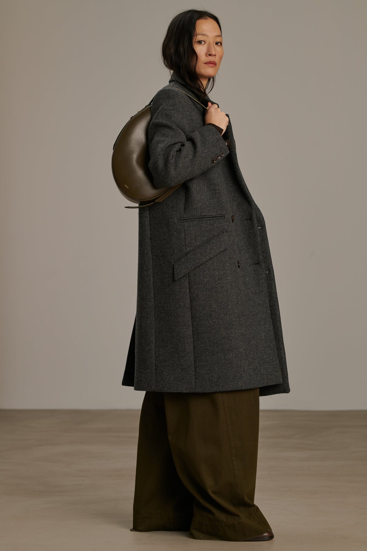 Manteau Wadden - Gris Chiné Foncé - Laine - Femme vue 4