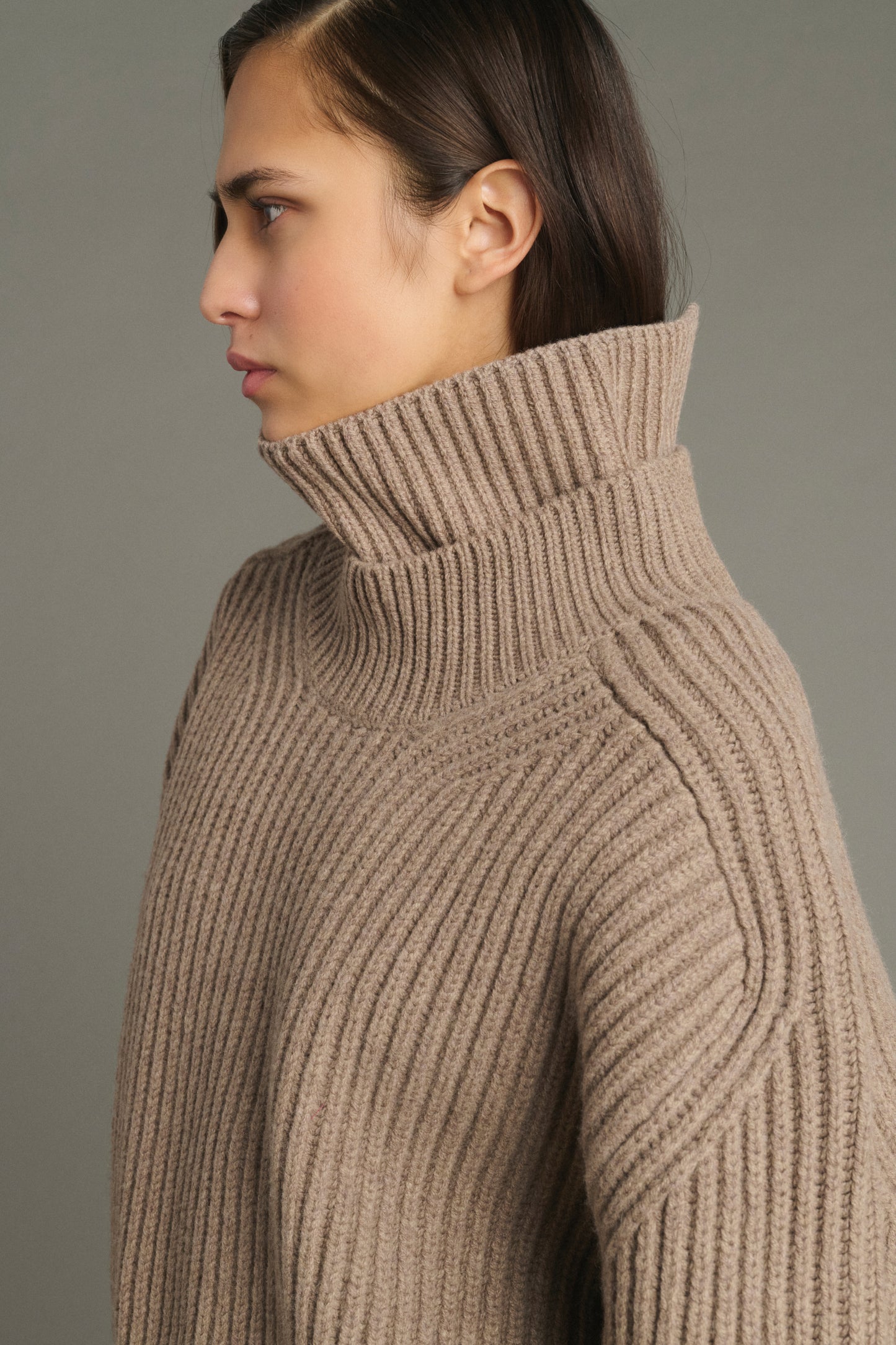 Kragen Gad – Beige Chiné – Merinowolle – Damen