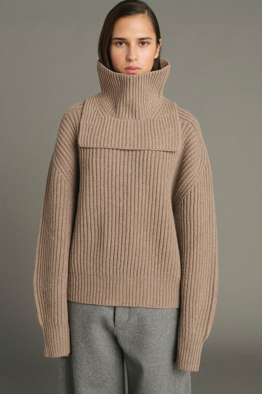 Kragen Gad – Beige Chiné – Merinowolle – Damen