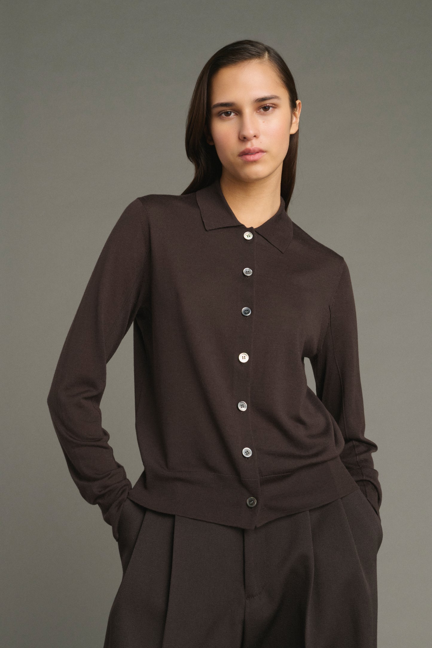 Cardigan Hailey – Schokolade – Merinowolle – Damen