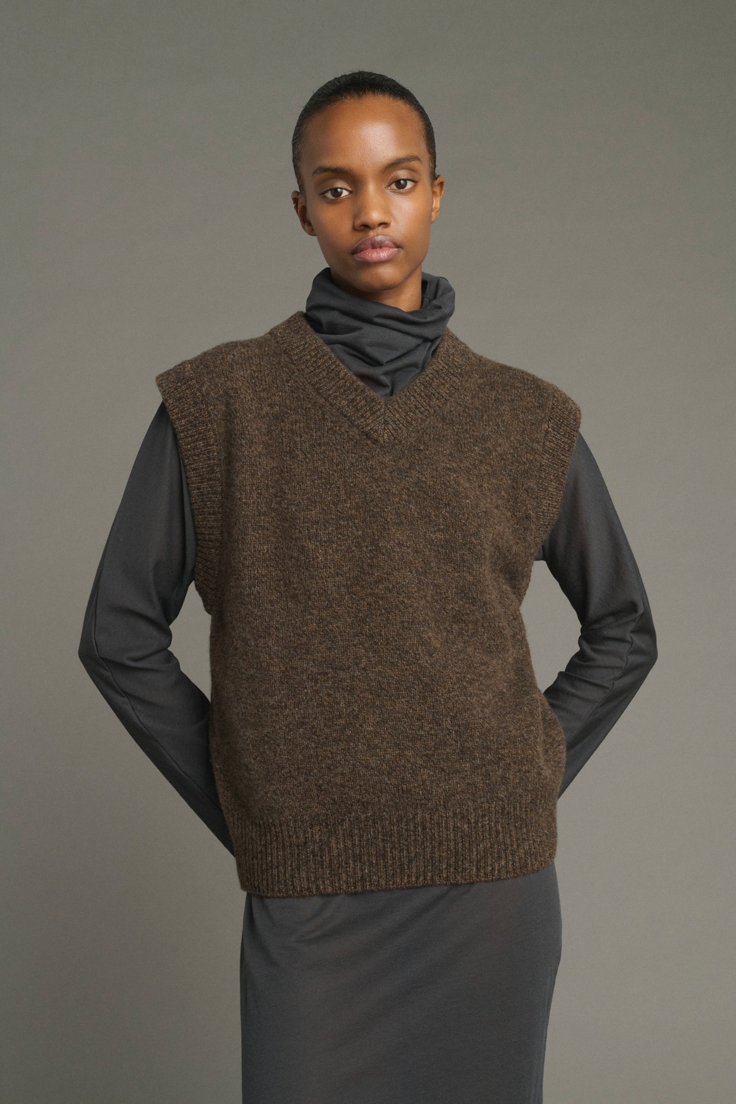 Pull Karl - Marron Chiné - Laine Mérinos - Femme