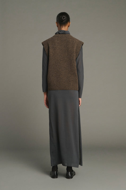 Pull Karl - Marron Chiné - Laine Mérinos - Femme