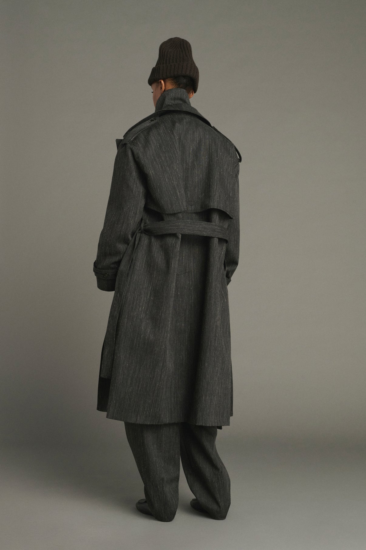 Trench Jourdain - Gris Anthracite - Laine - Femme vue 4
