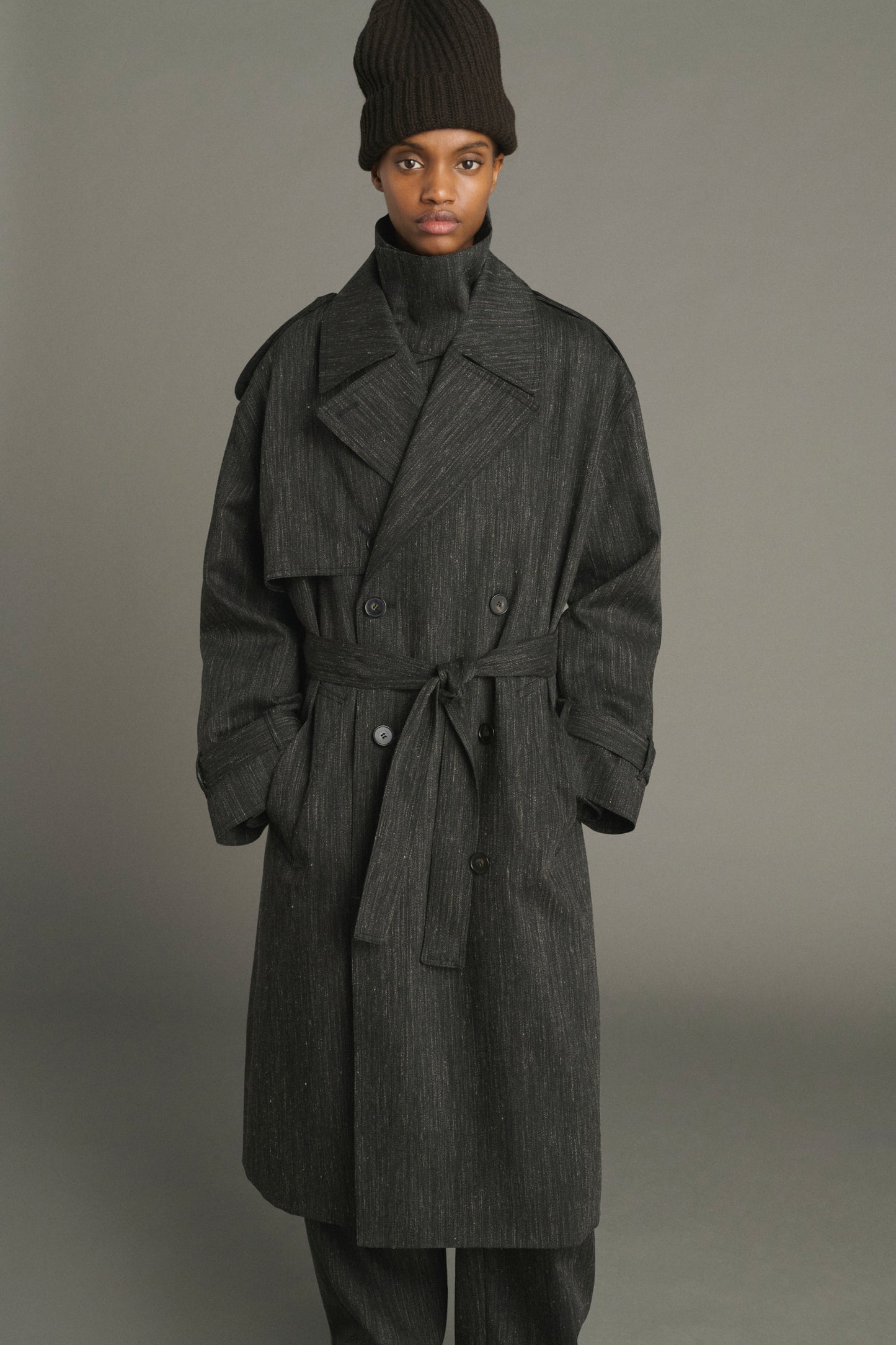 Trench Jourdain - Gris Anthracite - Laine - Femme