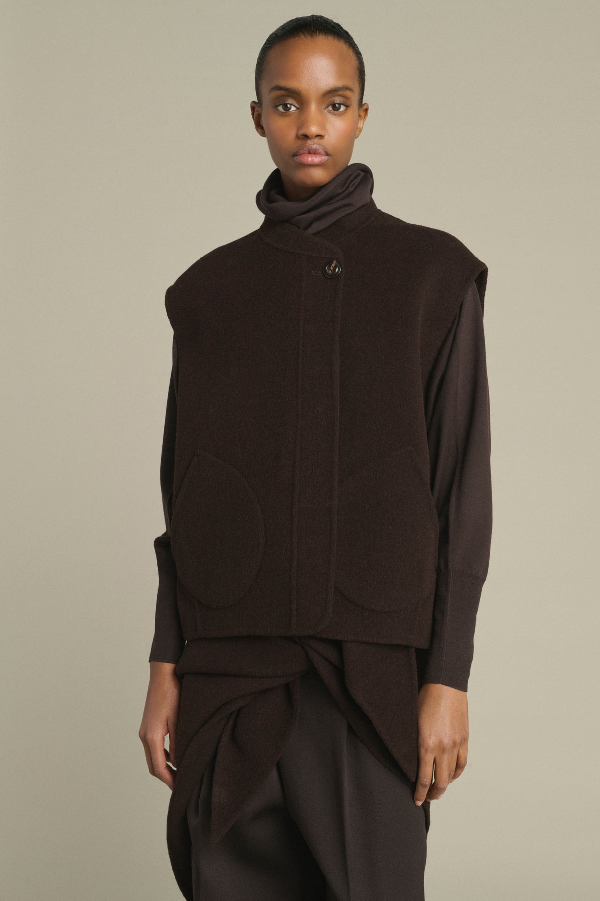 Jacke Adeline – Dunkelbraun – Wolle – Damen vue 3