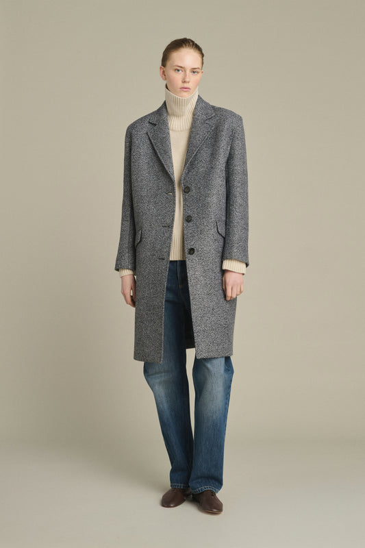 Mantel Leon – Grau/Schwarz – Wolle – Damen
