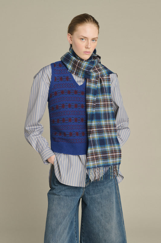 Echarpe Kela - Bleu/Marron - Laine - Femme