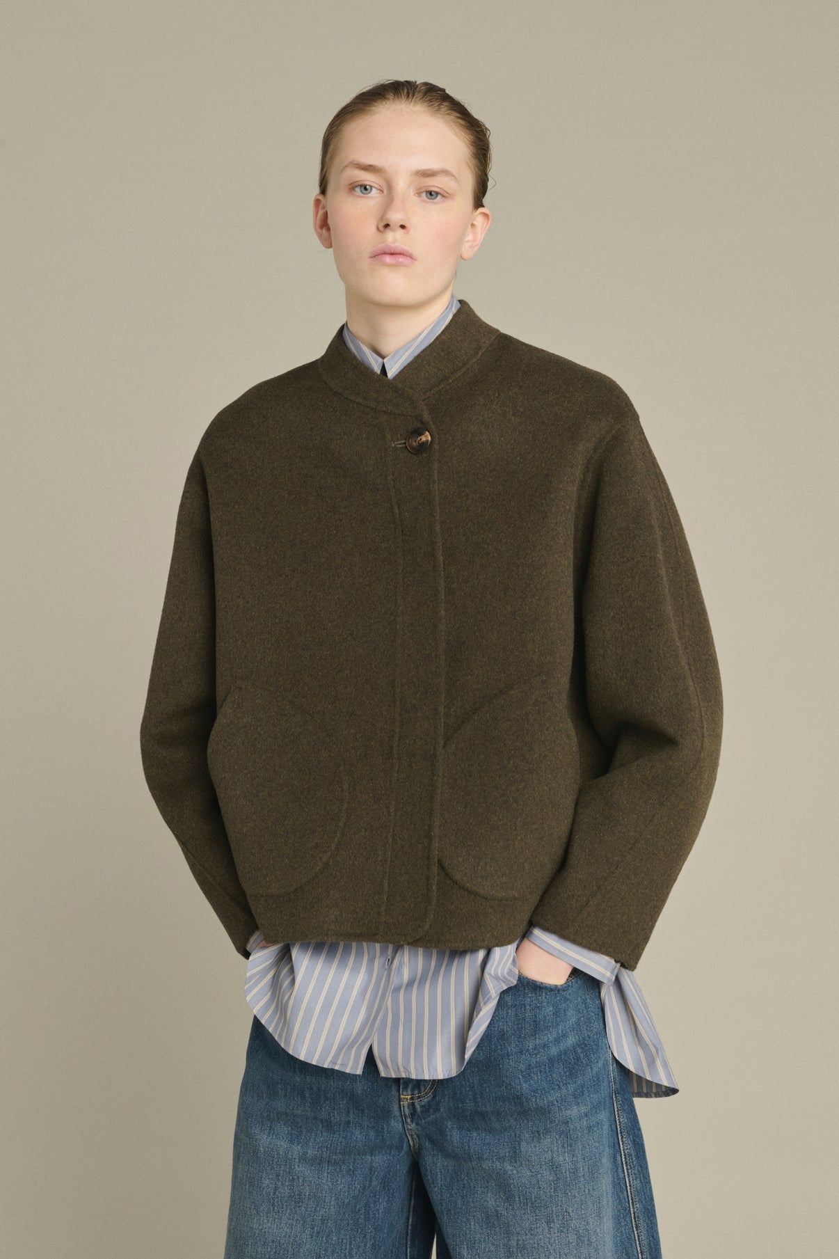 Windsor Coat - Khaki Marl - Wool - Women vue 2