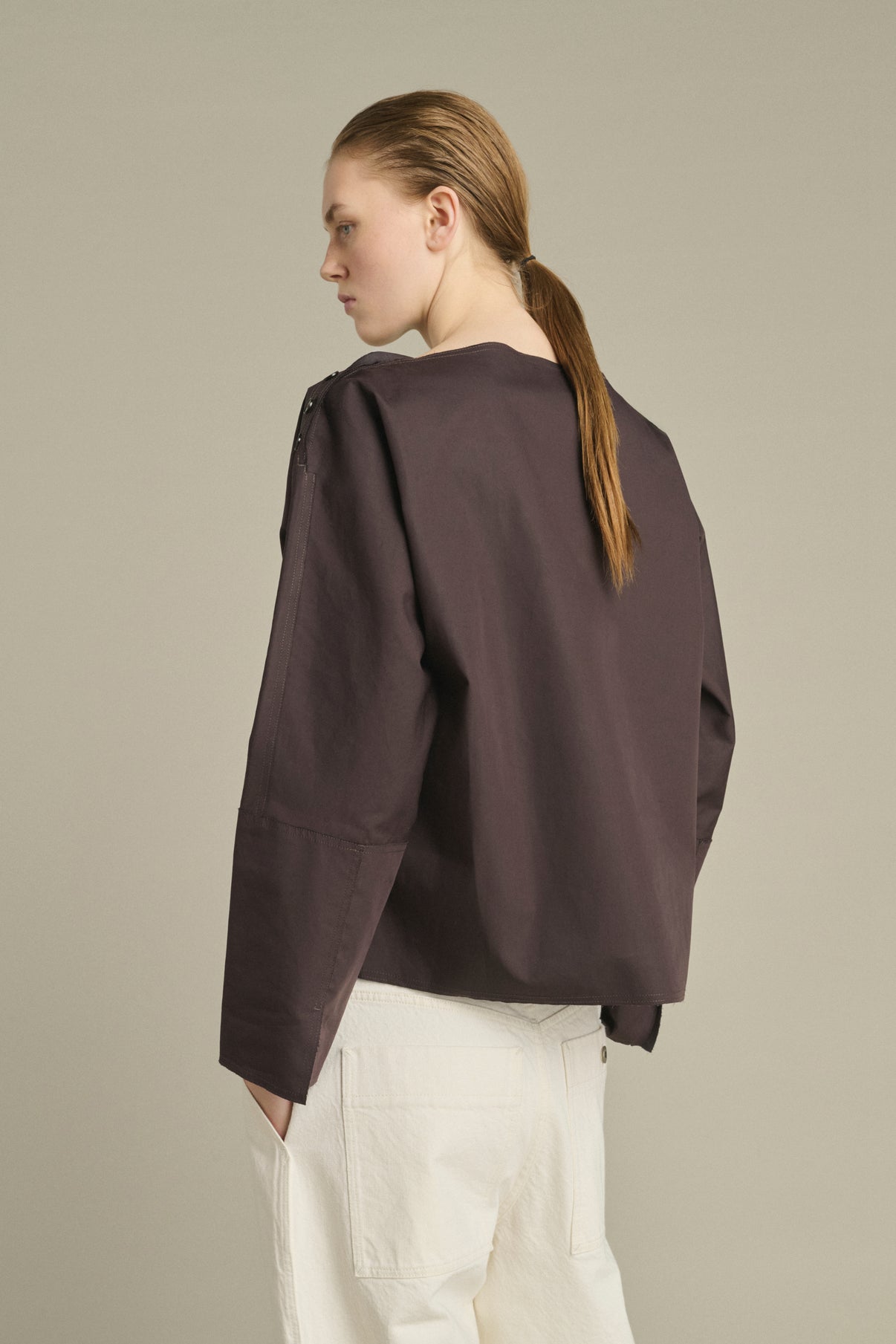 Bluse Kate – Feige/Dunkelbraun – Baumwolle – Damen vue 4