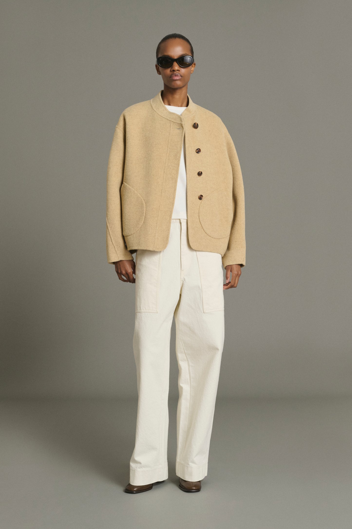 Manteau Windsor - Beige Chiné Laine Court Femme - Soeur