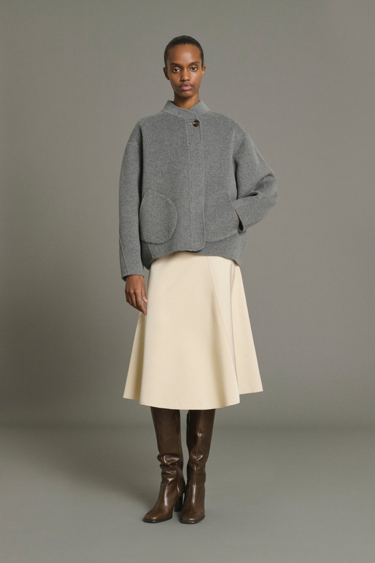 Mantel Windsor – Hellgrau – Wolle – Damen vue 4