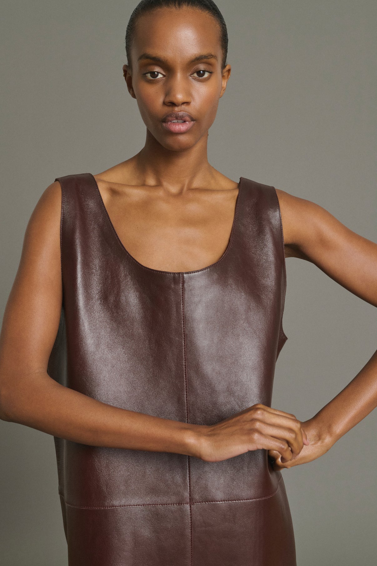 Kleid Joa – Bordeaux – Leder – Damen vue 3