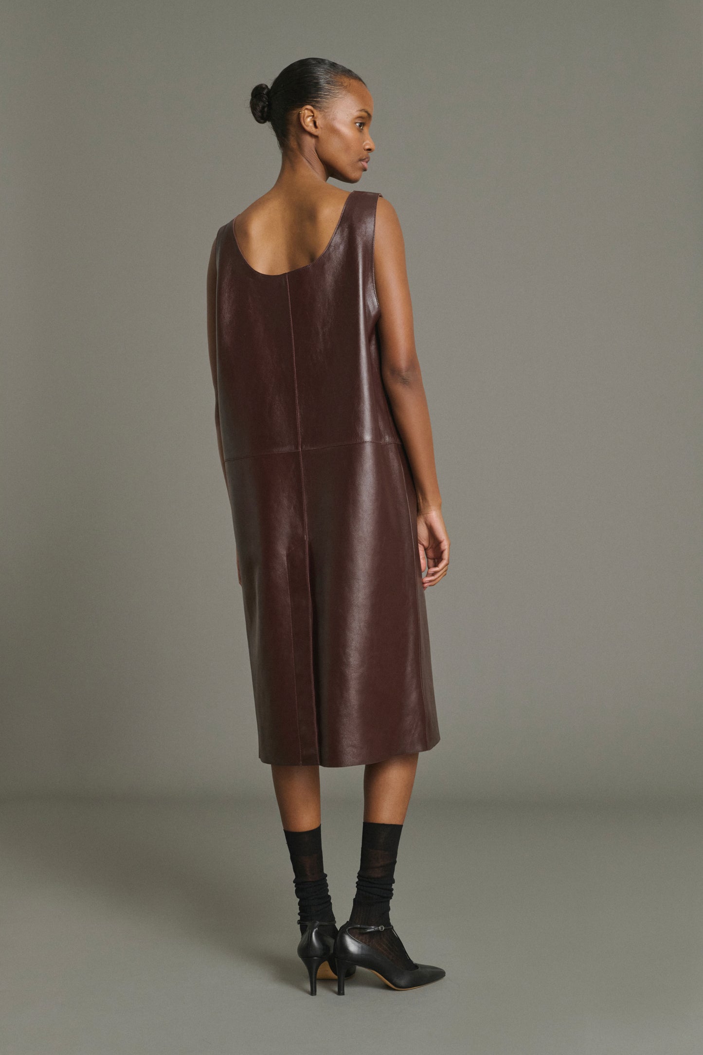 Kleid Joa – Bordeaux – Leder – Damen