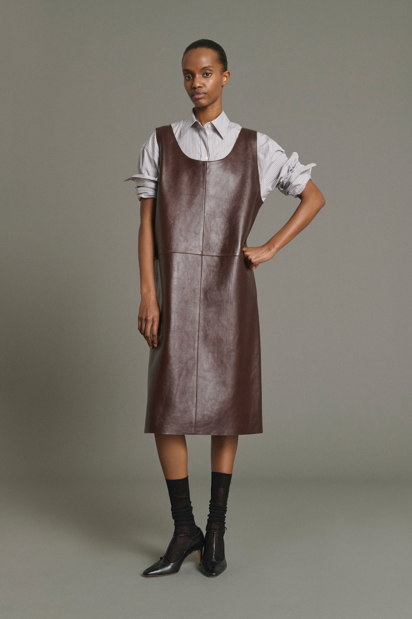 Kleid Joa – Bordeaux – Leder – Damen