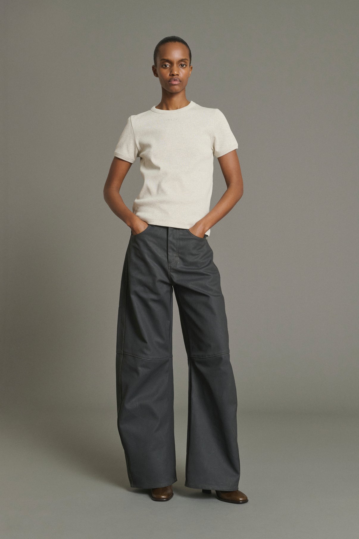 T-Shirt Aristide - Gris Chiné Coton Bio Côtes Femme - Soeur vue 5