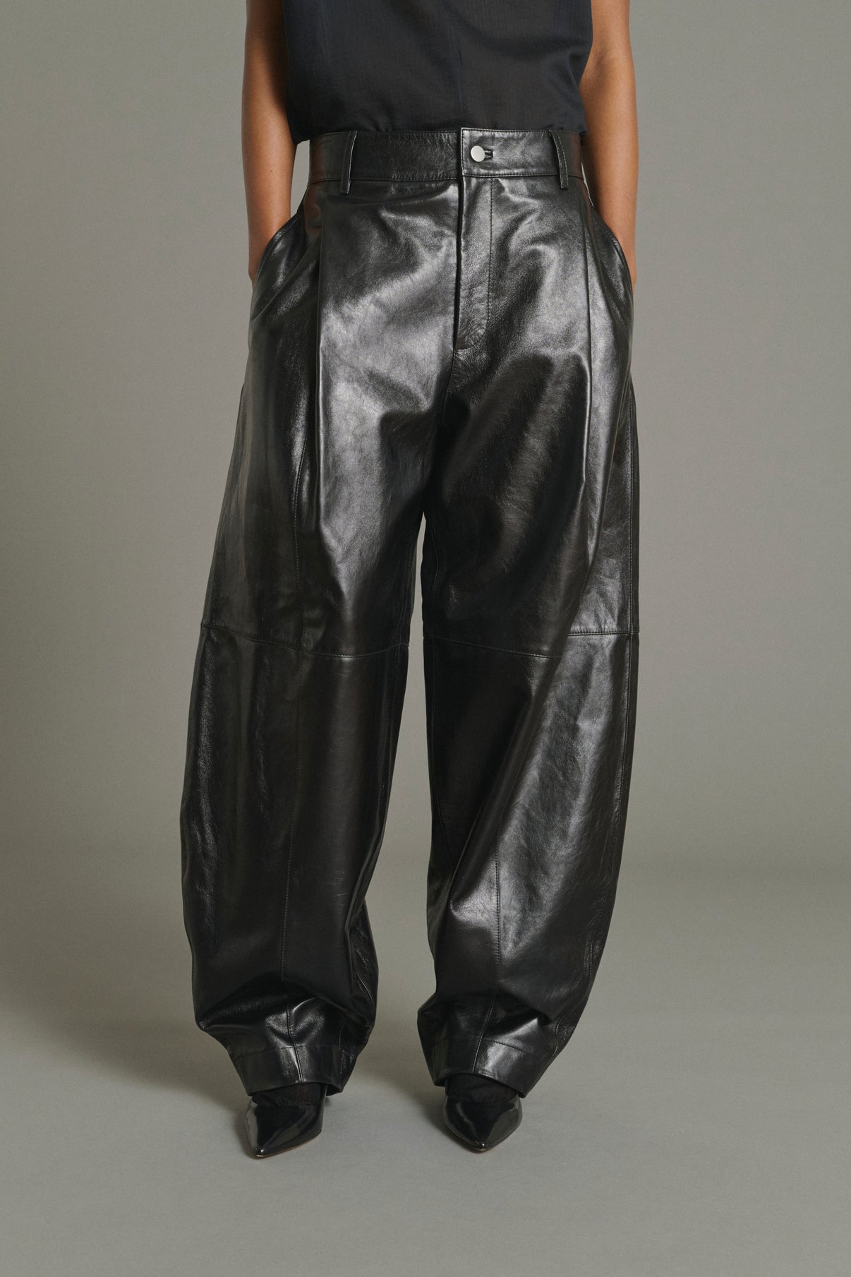 Hose Julien - Schwarz - Leder - Damen vue 3